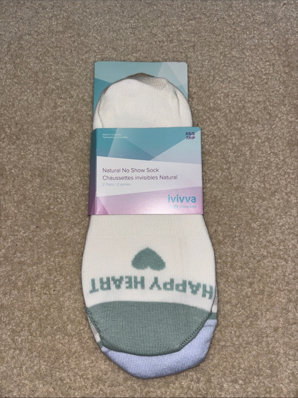 Ivivva No-Show Athletic Socks in White with Green Accent